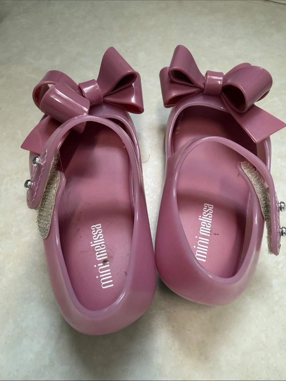 Mini Melissa Girls' Mauve Pink Bow Jelly Mary Janes